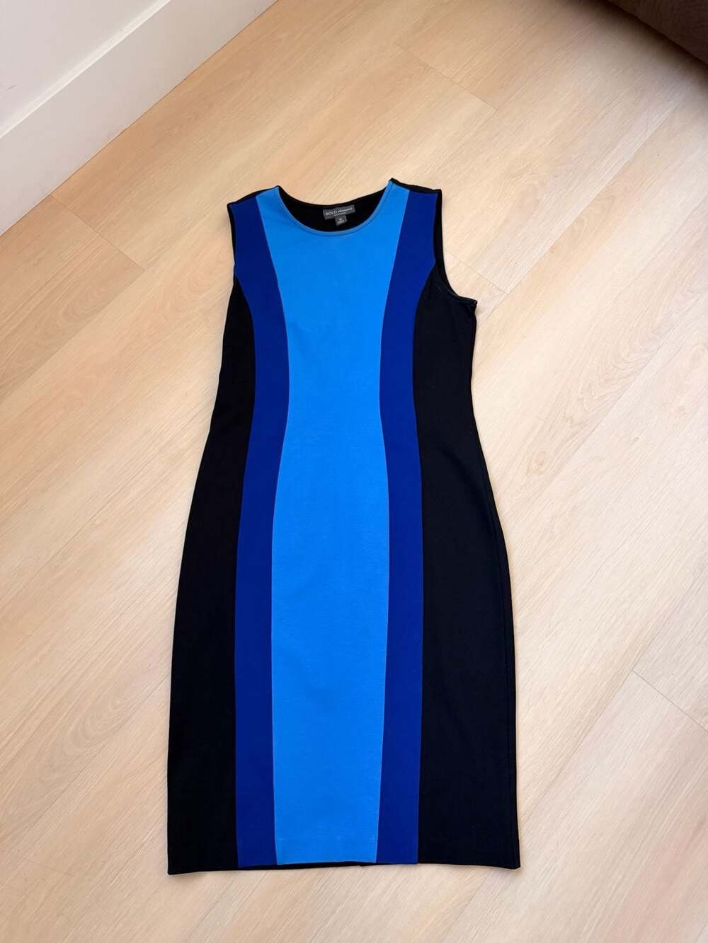 Bold Elements Colorblock Dress Size M Blue Black Sleeveless Midi